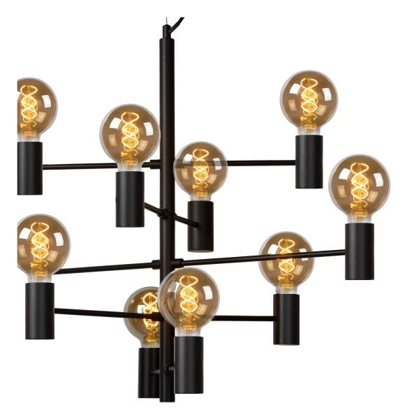Lucide LEANNE - Lámpara colgante - Ø 65 cm - 10xE27 - Negro - detalle 2